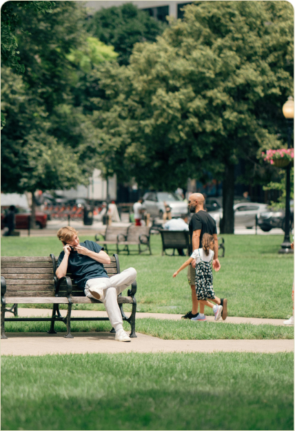 Person relaxing in park
